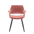 Chaise de salle à manger mi-siècle en velours avec accoudoirs – Vert / Rose / Champagne / Gris foncé, 1 place