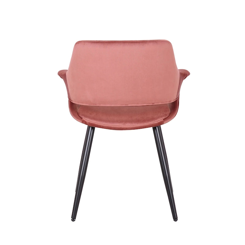 Chaise de salle à manger mi-siècle en velours avec accoudoirs – Vert / Rose / Champagne / Gris foncé, 1 place