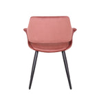 Chaise de salle à manger mi-siècle en velours avec accoudoirs – Vert / Rose / Champagne / Gris foncé, 1 place