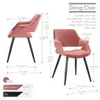 Chaise de salle à manger mi-siècle en velours avec accoudoirs – Vert / Rose / Champagne / Gris foncé, 1 place