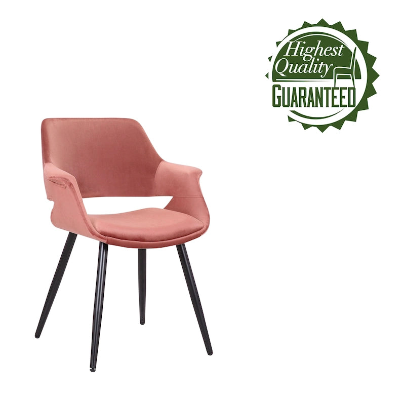 Chaise de salle à manger mi-siècle en velours avec accoudoirs – Vert / Rose / Champagne / Gris foncé, 1 place