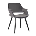 Chaise de salle à manger mi-siècle en velours avec accoudoirs – Vert / Rose / Champagne / Gris foncé, 1 place