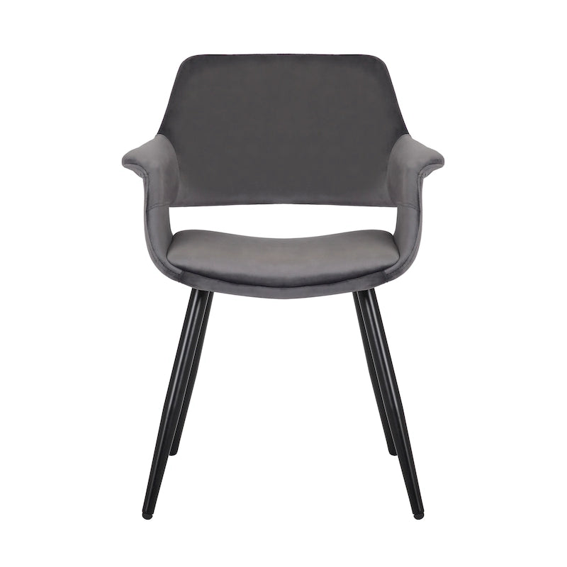 Chaise de salle à manger mi-siècle en velours avec accoudoirs – Vert / Rose / Champagne / Gris foncé, 1 place