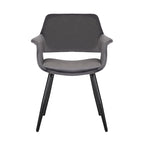 Chaise de salle à manger mi-siècle en velours avec accoudoirs – Vert / Rose / Champagne / Gris foncé, 1 place