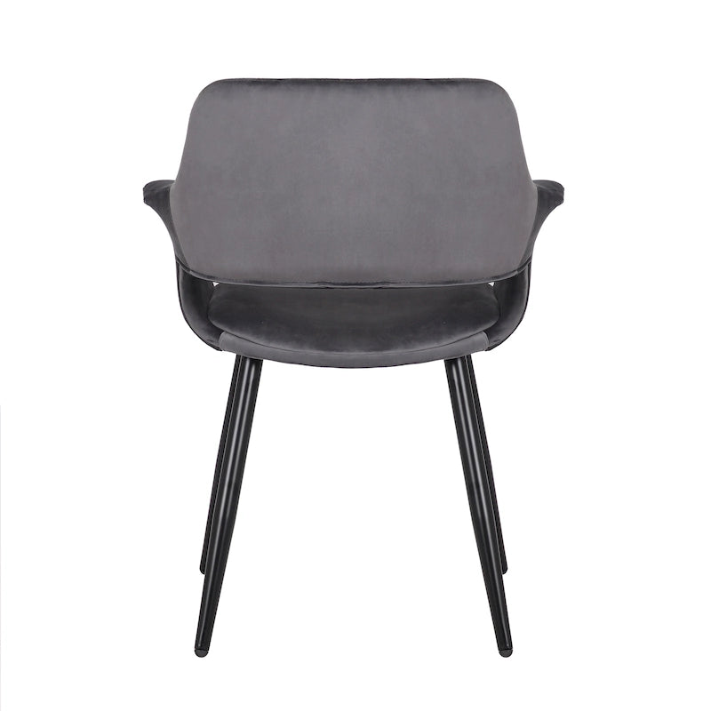 Chaise de salle à manger mi-siècle en velours avec accoudoirs – Vert / Rose / Champagne / Gris foncé, 1 place