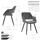 Chaise de salle à manger mi-siècle en velours avec accoudoirs – Vert / Rose / Champagne / Gris foncé, 1 place