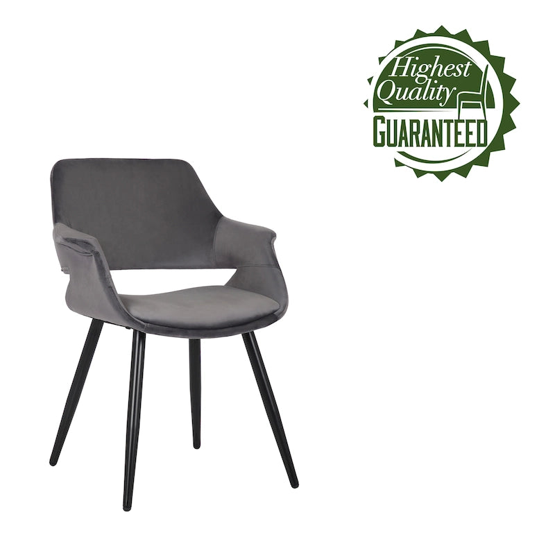 Chaise de salle à manger mi-siècle en velours avec accoudoirs – Vert / Rose / Champagne / Gris foncé, 1 place