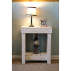 Table d'appoint rustique en bois de récupération – Blanc/Marron, 2 niveaux, 1 place