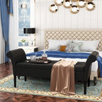 Banc-ottoman de rangement capitonné avec accoudoirs – Noir / Fauve / Bleu-vert / Gris, similicuir, 2 à 3 places