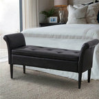 Banc-ottoman de rangement capitonné avec accoudoirs – Noir / Fauve / Bleu-vert / Gris, similicuir, 2 à 3 places