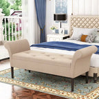 Banc-ottoman de rangement capitonné avec accoudoirs – Noir / Fauve / Bleu-vert / Gris, similicuir, 2 à 3 places