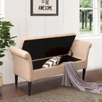 Banc-ottoman de rangement capitonné avec accoudoirs – Noir / Fauve / Bleu-vert / Gris, similicuir, 2 à 3 places
