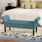 Banc-ottoman de rangement capitonné avec accoudoirs – Noir / Fauve / Bleu-vert / Gris, similicuir, 2 à 3 places