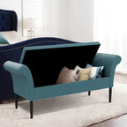 Banc-ottoman de rangement capitonné avec accoudoirs – Noir / Fauve / Bleu-vert / Gris, similicuir, 2 à 3 places