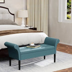 Banc-ottoman de rangement capitonné avec accoudoirs – Noir / Fauve / Bleu-vert / Gris, similicuir, 2 à 3 places