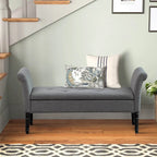 Banc-ottoman de rangement capitonné avec accoudoirs – Noir / Fauve / Bleu-vert / Gris, similicuir, 2 à 3 places