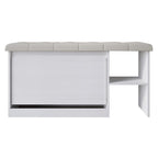 Banc à chaussures 3 niveaux avec tiroirs basculants – Blanc / Gris clair / Gris foncé, Dessus rembourré, 1 place assise