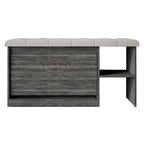 Banc à chaussures 3 niveaux avec tiroirs basculants – Blanc / Gris clair / Gris foncé, Dessus rembourré, 1 place assise