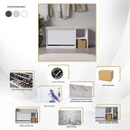Banc à chaussures 3 niveaux avec tiroirs basculants – Blanc / Gris clair / Gris foncé, Dessus rembourré, 1 place assise