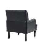 Fauteuil d'appoint en similicuir capitonné avec clous décoratifs – Beige / Marron / Noir, pieds sculptés, 1 place