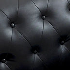 Fauteuil d'appoint en similicuir capitonné avec clous décoratifs – Beige / Marron / Noir, pieds sculptés, 1 place