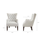 Fauteuil à dossier capitonné à oreilles à chevrons – Marron/Noir / Ivoire, pieds en bouleau, 1 place