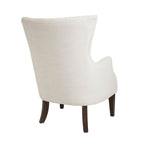 Fauteuil à dossier capitonné à oreilles à chevrons – Marron/Noir / Ivoire, pieds en bouleau, 1 place