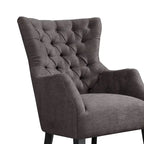 Fauteuil à dossier capitonné à oreilles à chevrons – Marron/Noir / Ivoire, pieds en bouleau, 1 place