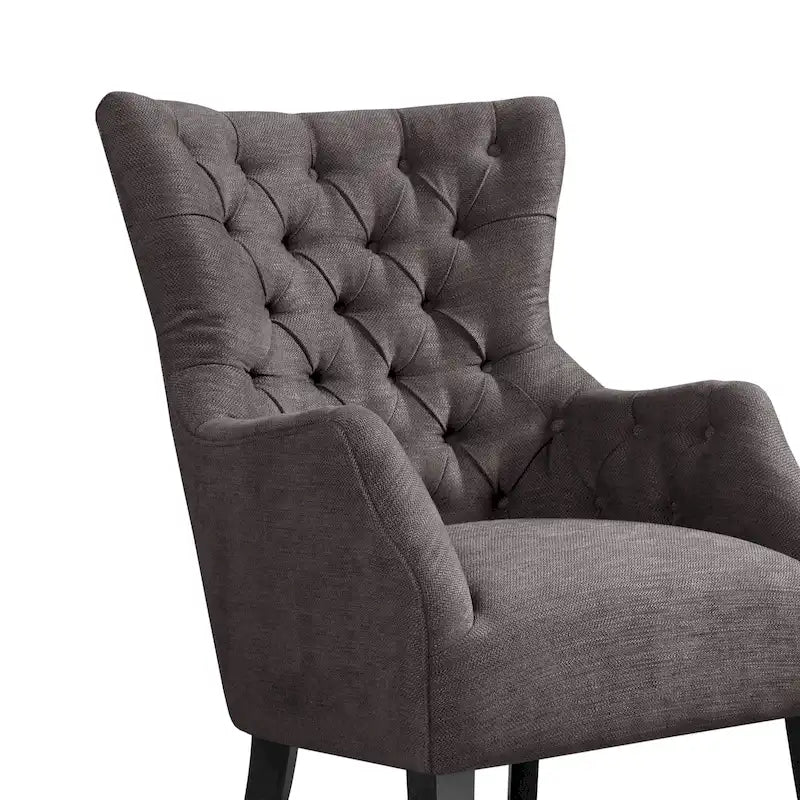 Fauteuil à dossier capitonné à oreilles à chevrons – Marron/Noir / Ivoire, pieds en bouleau, 1 place