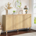 Buffet moderne avec portes-poussoirs – Marron / Noir / Blanc, étagères intérieures
