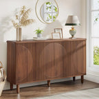 Buffet moderne avec portes-poussoirs – Marron / Noir / Blanc, étagères intérieures