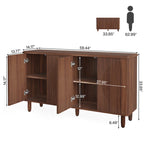 Buffet moderne avec portes-poussoirs – Marron / Noir / Blanc, étagères intérieures