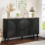Buffet moderne avec portes-poussoirs – Marron / Noir / Blanc, étagères intérieures