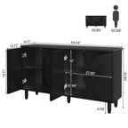 Buffet moderne avec portes-poussoirs – Marron / Noir / Blanc, étagères intérieures