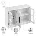 Meuble TV de ferme avec portes en verre – Noir/Tan vintage / Frêne blanc, convient jusqu'à 65 po