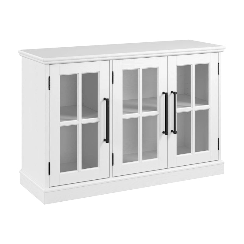 Meuble TV de ferme avec portes en verre – Noir/Tan vintage / Frêne blanc, convient jusqu'à 65 po