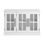 Meuble TV de ferme avec portes en verre – Noir/Tan vintage / Frêne blanc, convient jusqu'à 65 po