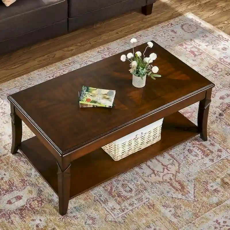 Table d'appoint en bois massif du milieu du siècle – Brun cerise, 2 niveaux, pour 1 personne