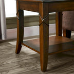 Table d'appoint en bois massif du milieu du siècle – Brun cerise, 2 niveaux, pour 1 personne