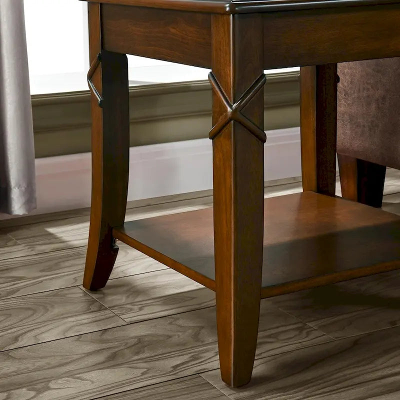 Table d'appoint en bois massif du milieu du siècle – Brun cerise, 2 niveaux, pour 1 personne
