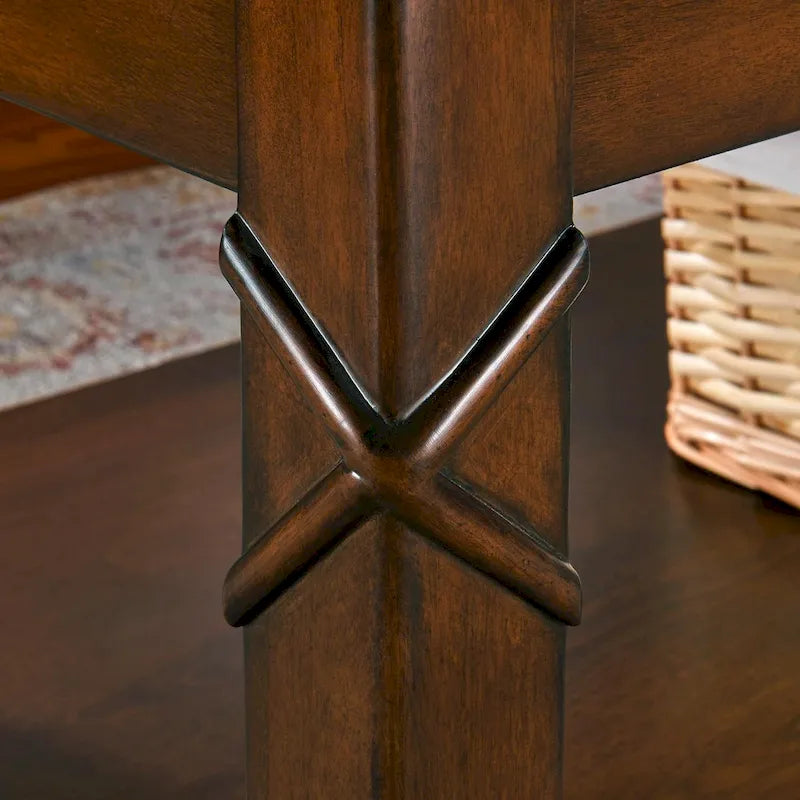 Table d'appoint en bois massif du milieu du siècle – Brun cerise, 2 niveaux, pour 1 personne