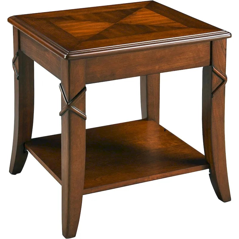 Table d'appoint en bois massif du milieu du siècle – Brun cerise, 2 niveaux, pour 1 personne