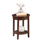 Table d'appoint à 2 niveaux avec tiroir – Expresso / Blanc / Noir, bord rainuré, pour 1 personne