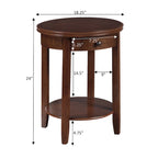 Table d'appoint à 2 niveaux avec tiroir – Expresso / Blanc / Noir, bord rainuré, pour 1 personne
