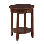 Table d'appoint à 2 niveaux avec tiroir – Expresso / Blanc / Noir, bord rainuré, pour 1 personne