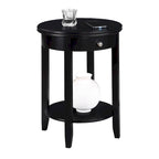 Table d'appoint à 2 niveaux avec tiroir – Expresso / Blanc / Noir, bord rainuré, pour 1 personne