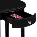 Table d'appoint à 2 niveaux avec tiroir – Expresso / Blanc / Noir, bord rainuré, pour 1 personne