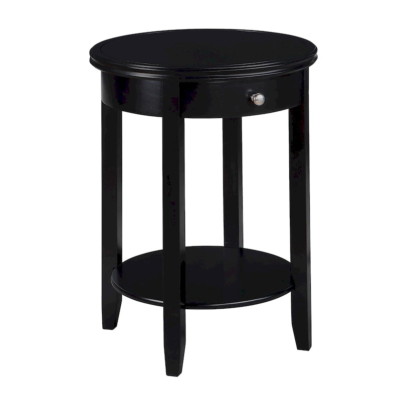 Table d'appoint à 2 niveaux avec tiroir – Expresso / Blanc / Noir, bord rainuré, pour 1 personne