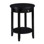 Table d'appoint à 2 niveaux avec tiroir – Expresso / Blanc / Noir, bord rainuré, pour 1 personne