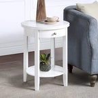 Table d'appoint à 2 niveaux avec tiroir – Expresso / Blanc / Noir, bord rainuré, pour 1 personne